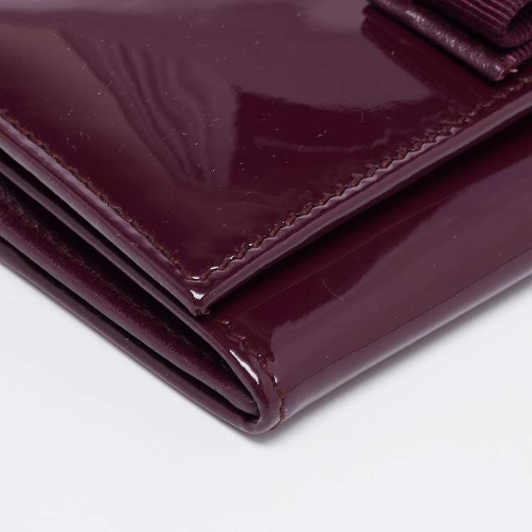 Pre Owned Salvatore Ferragamo Purple Patent Leather Miss Vara Wallet