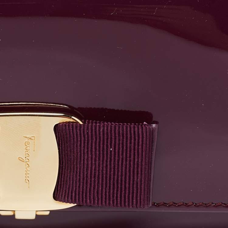 Pre Owned Salvatore Ferragamo Purple Patent Leather Miss Vara Wallet