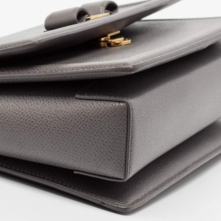 Pre Owned Salvatore Ferragamo Grey Leather Medium Ginny Shoulder Bag