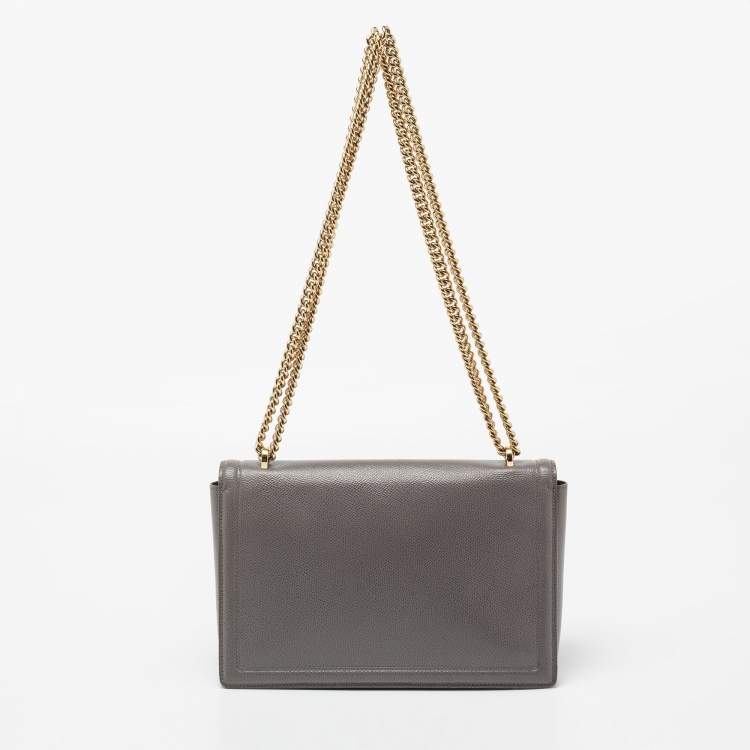 Pre Owned Salvatore Ferragamo Grey Leather Medium Ginny Shoulder Bag