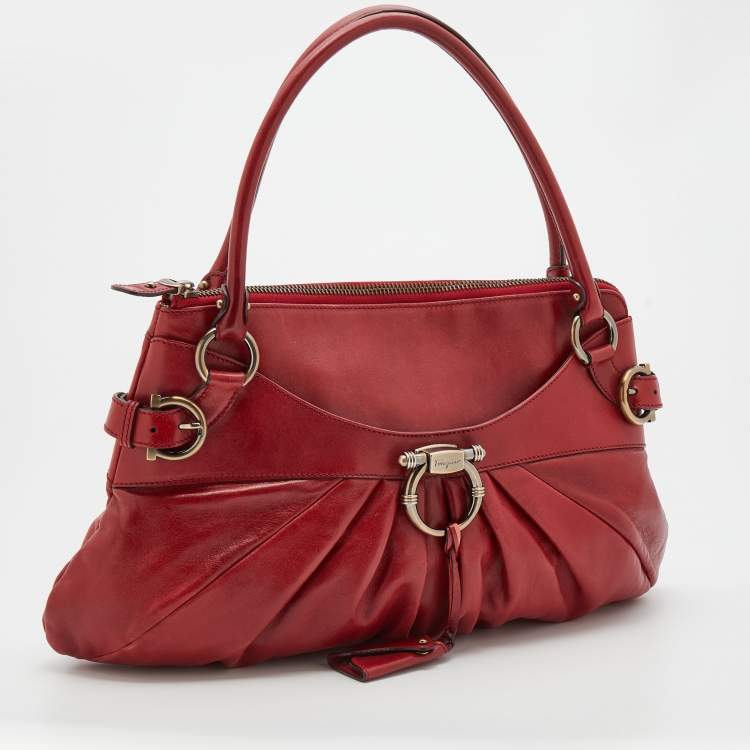 مملوكة مسبقًا Salvatore Ferragamo Red Leather Marisa Shoulder Bag