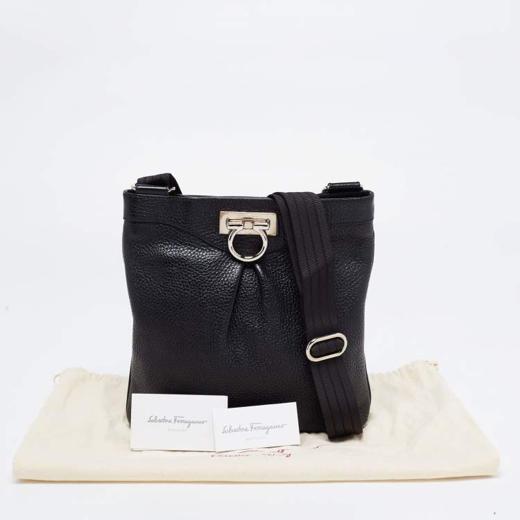 Pre Owned Salvatore Ferragamo Black Leather Graziella Crossbody Bag