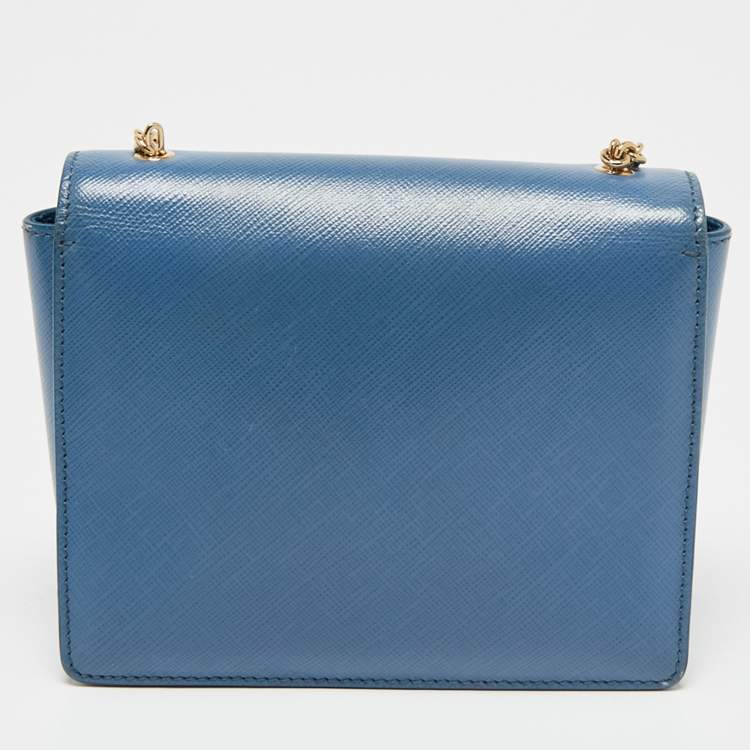 Pre Owned Salvatore Ferragamo Blue Leather Mini Ginny Crossbody Bag