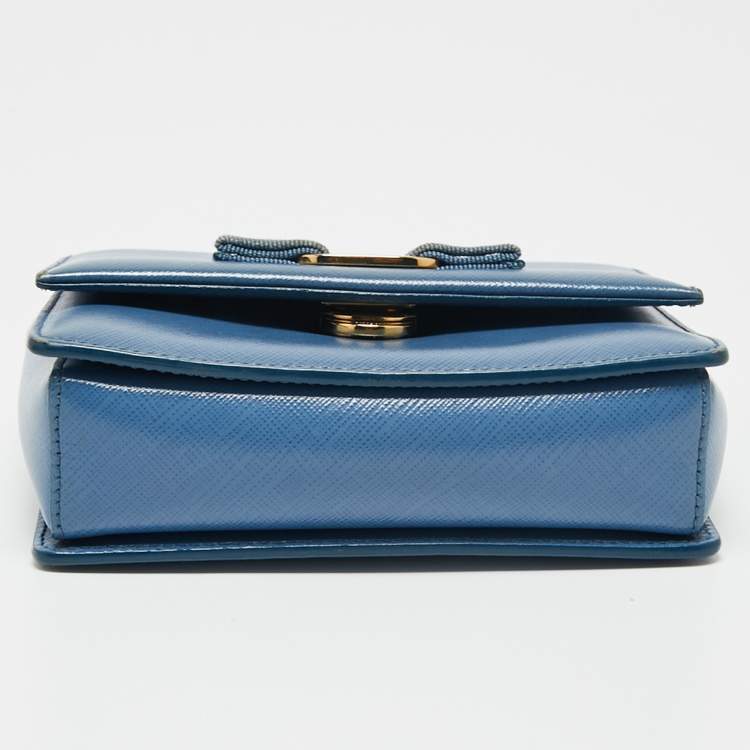 Pre Owned Salvatore Ferragamo Blue Leather Mini Ginny Crossbody Bag