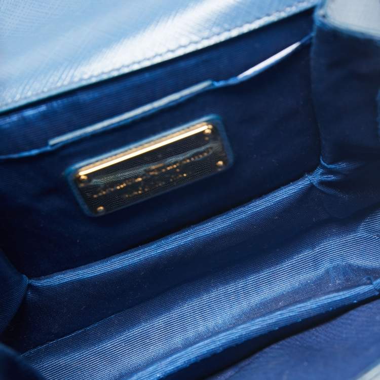 Pre Owned Salvatore Ferragamo Blue Leather Mini Ginny Crossbody Bag