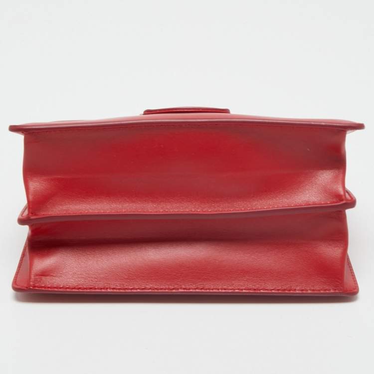 Pre Owned Salvatore Ferragamo Red Lipstick Leather Thalia Shoulder Bag