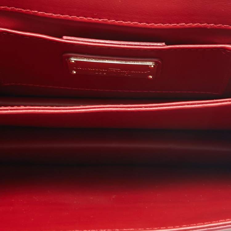 Pre Owned Salvatore Ferragamo Red Lipstick Leather Thalia Shoulder Bag
