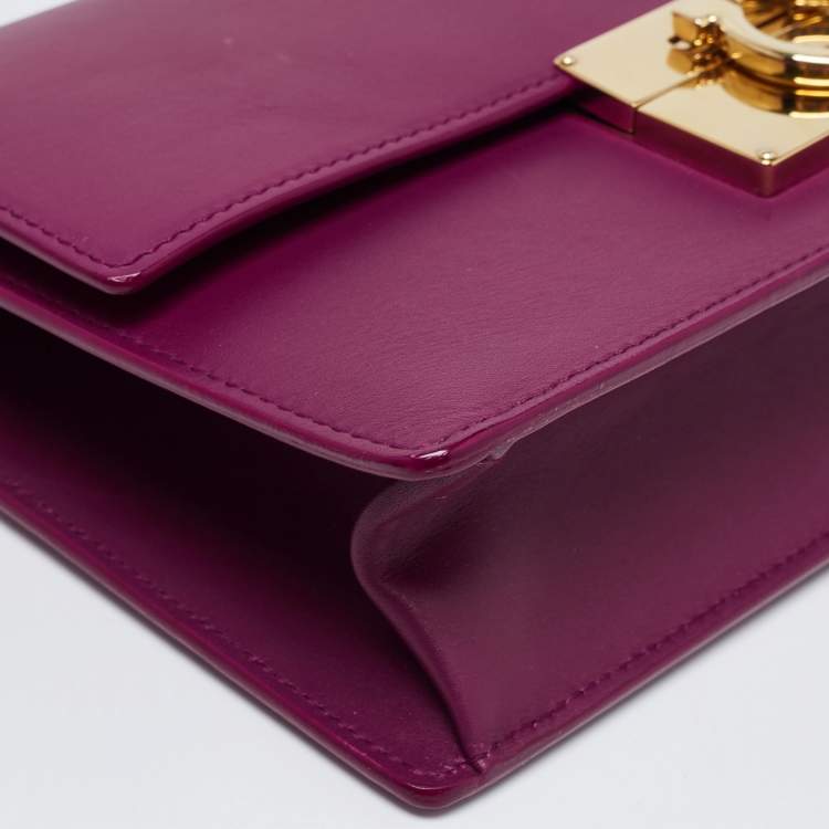 Pre Owned Salvatore Ferragamo Dark Purple Leather Gancio Lock Top Handle Bag