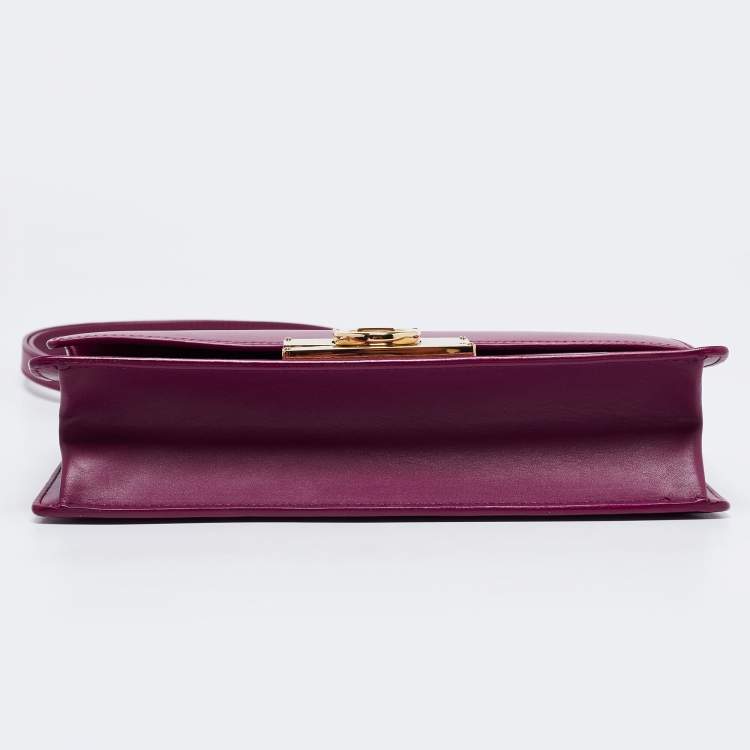 Pre Owned Salvatore Ferragamo Dark Purple Leather Gancio Lock Top Handle Bag