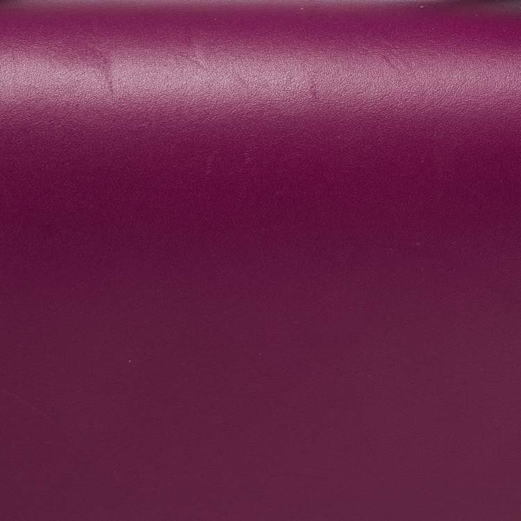 Pre Owned Salvatore Ferragamo Dark Purple Leather Gancio Lock Top Handle Bag