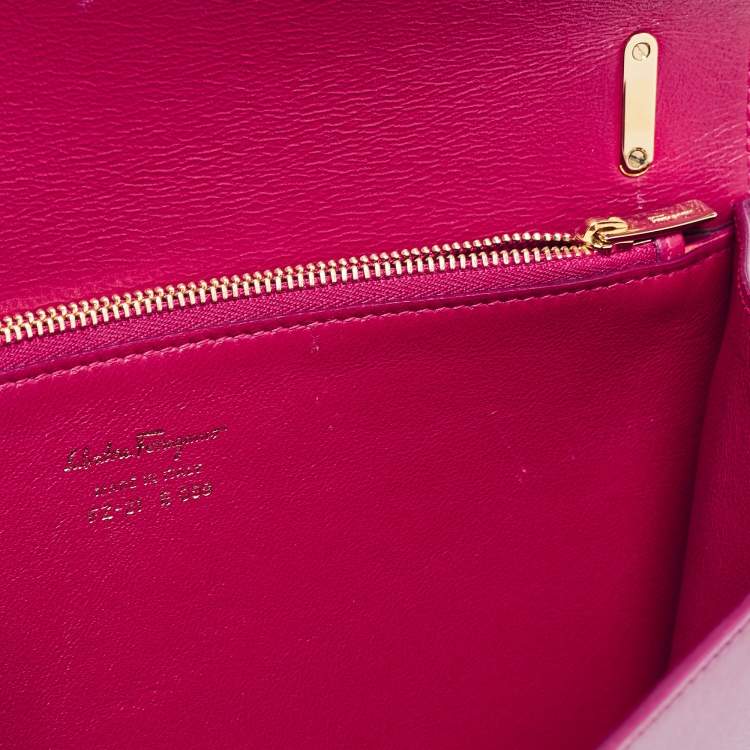 Pre Owned Salvatore Ferragamo Dark Purple Leather Gancio Lock Top Handle Bag