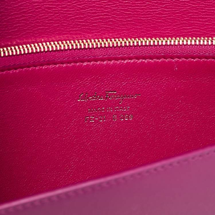 Pre Owned Salvatore Ferragamo Dark Purple Leather Gancio Lock Top Handle Bag