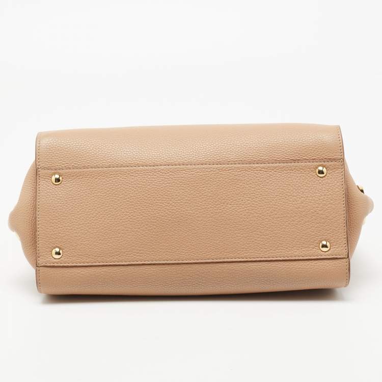 Pre Owned Salvatore Ferragamo Beige Leather Medium Sofia Top Handle Bag