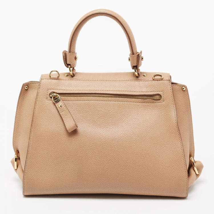 Pre Owned Salvatore Ferragamo Beige Leather Medium Sofia Top Handle Bag