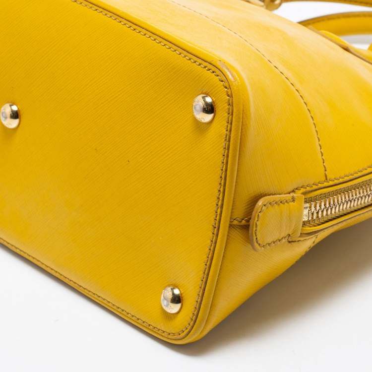 Pre Owned Salvatore Ferragamo Yellow Saffiano Leather Darina Satchel