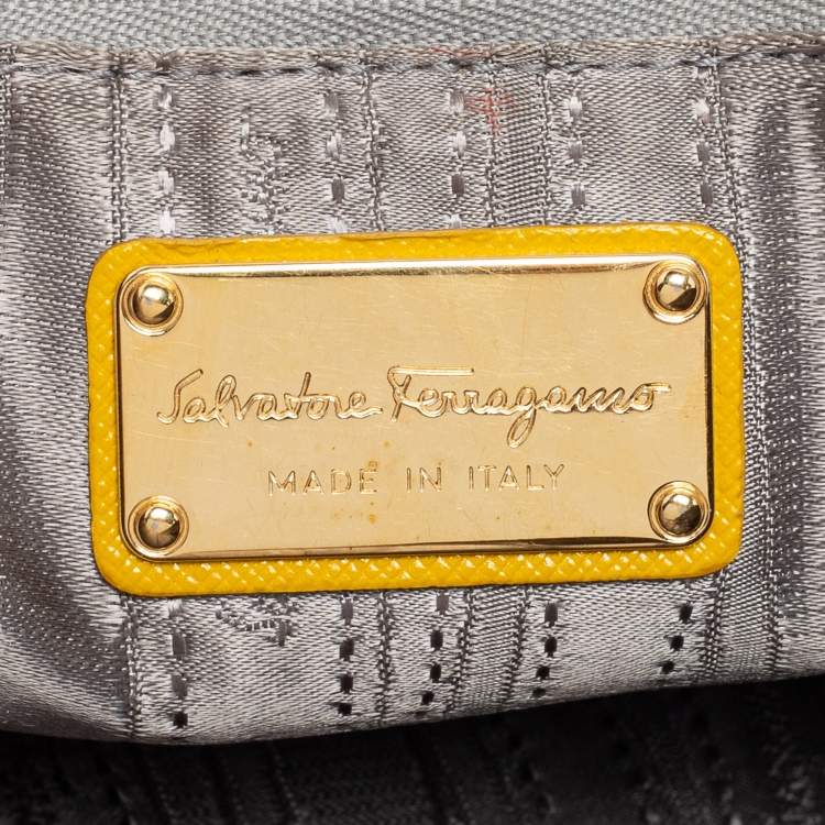 Pre Owned Salvatore Ferragamo Yellow Saffiano Leather Darina Satchel