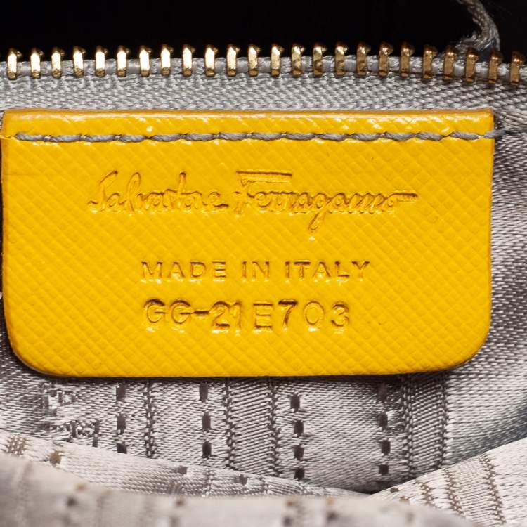 Pre Owned Salvatore Ferragamo Yellow Saffiano Leather Darina Satchel