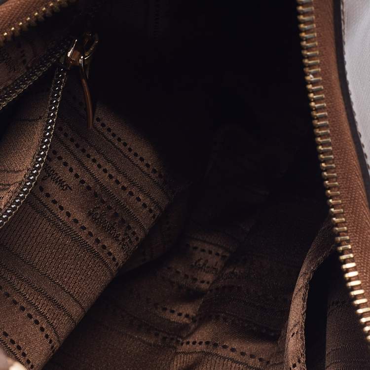 Pre Owned Salvatore Ferragamo Metallic Brown Leather Gancini Romana Hobo