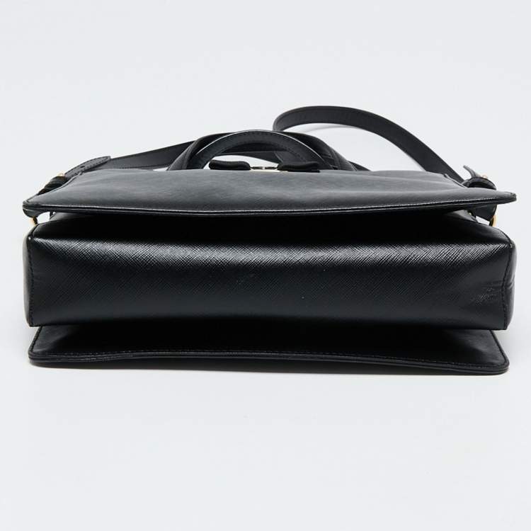 Pre Owned Salvatore Ferragamo Black Leather Vara Bow Tote
