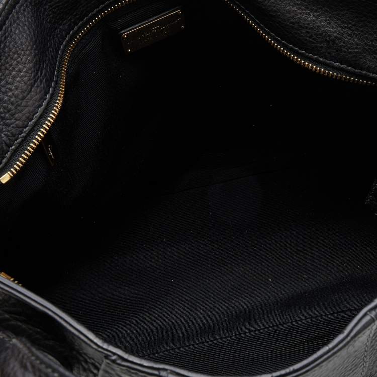 Pre Owned Salvatore Ferragamo Black Leather Gancini Logo Tote