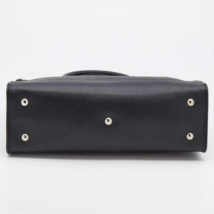 Pre Owned Salvatore Ferragamo Black Saffiano Leather Small Briana Tote