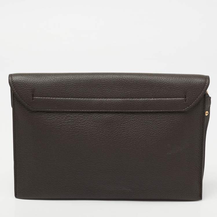 Pre Owned Salvatore Ferragamo Grey Leather Gancini Clutch