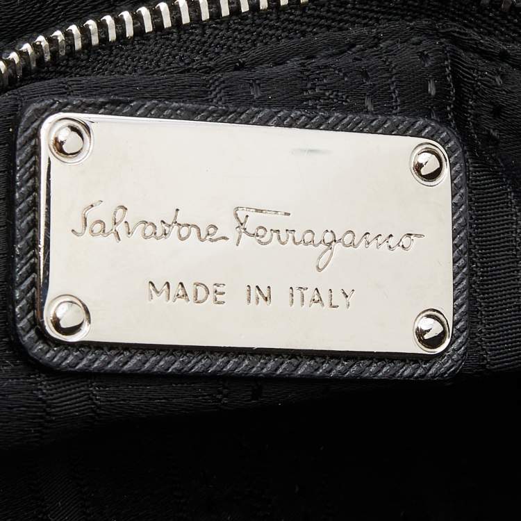 Pre Owned Salvatore Ferragamo Black Saffiano Leather Darina Satchel