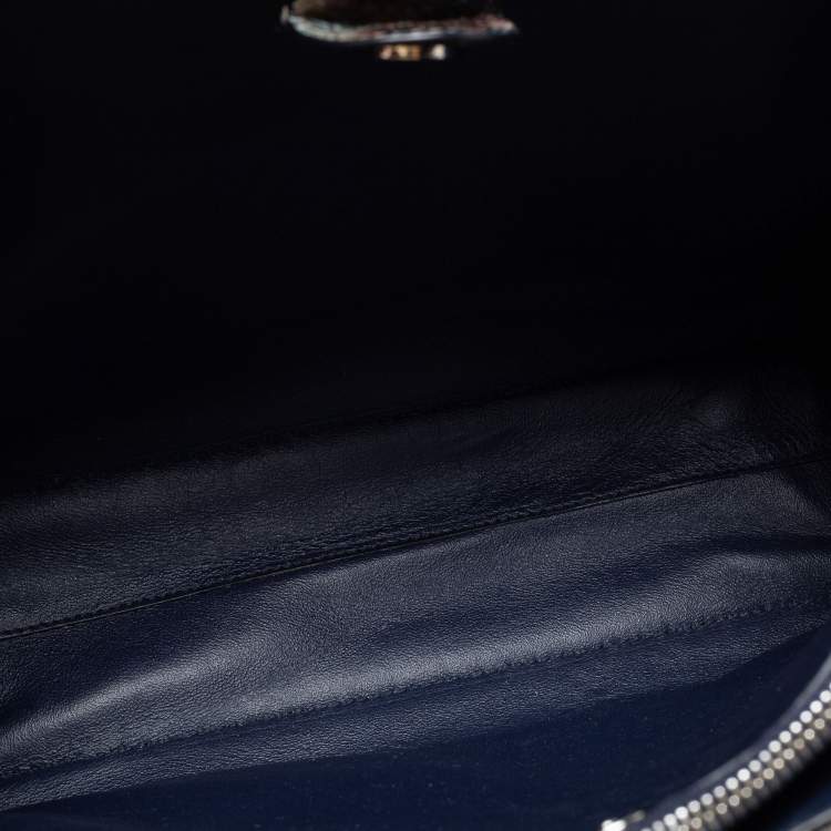 Pre Owned Salvatore Ferragamo Multicolor Snakeskin Double Zip Tote