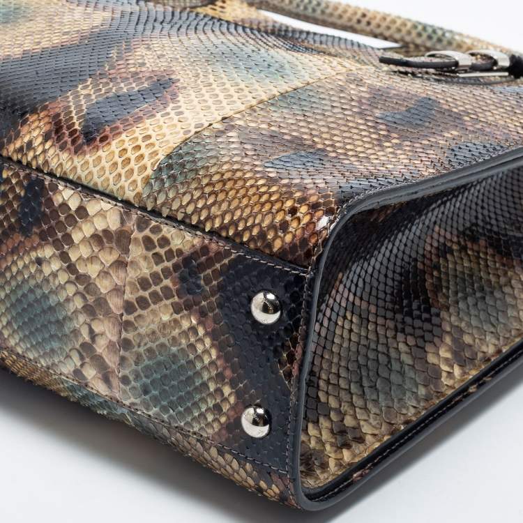 Pre Owned Salvatore Ferragamo Multicolor Snakeskin Double Zip Tote