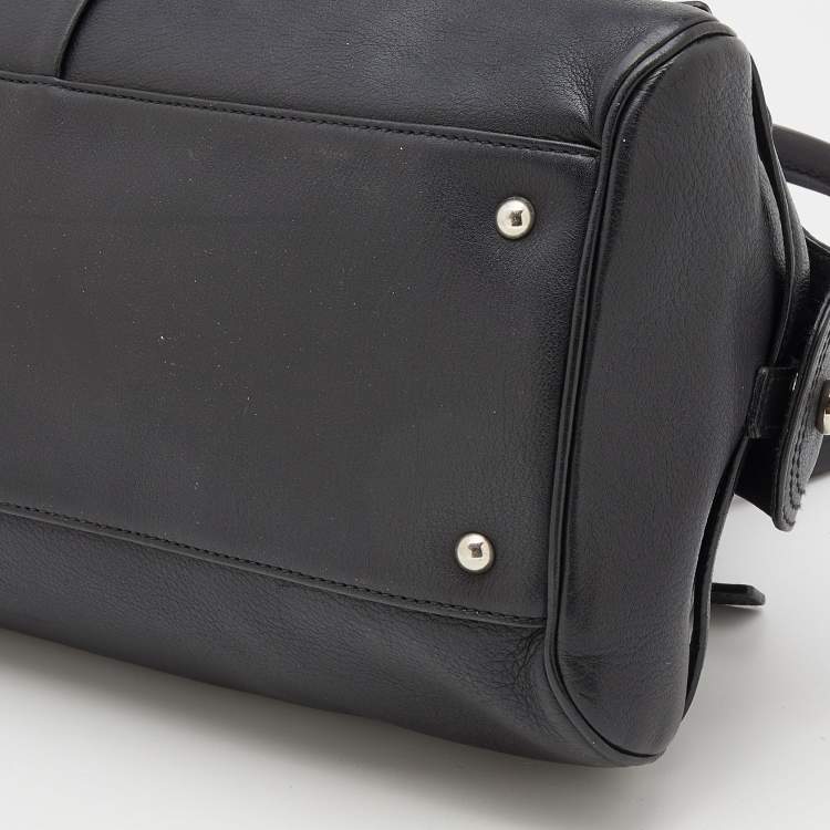 Pre Owned Salvatore Ferragamo Black Leather Gancini Satchel Bag