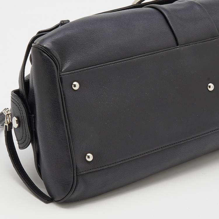 Pre Owned Salvatore Ferragamo Black Leather Gancini Satchel Bag