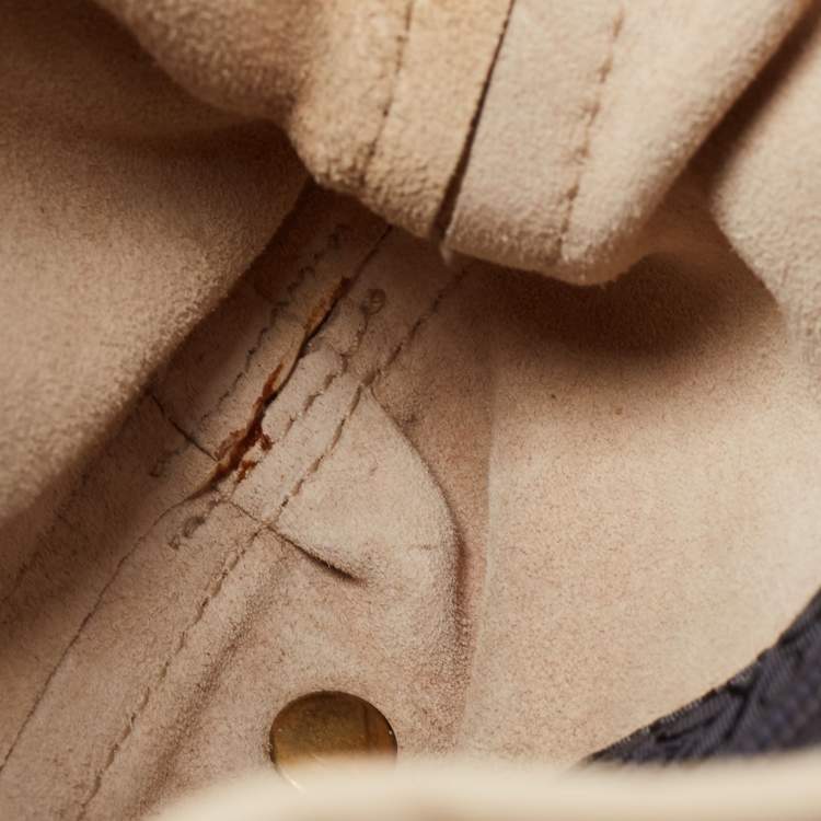 Pre Owned Salvatore Ferragamo Beige Suede Gancini Shoulder Bag
