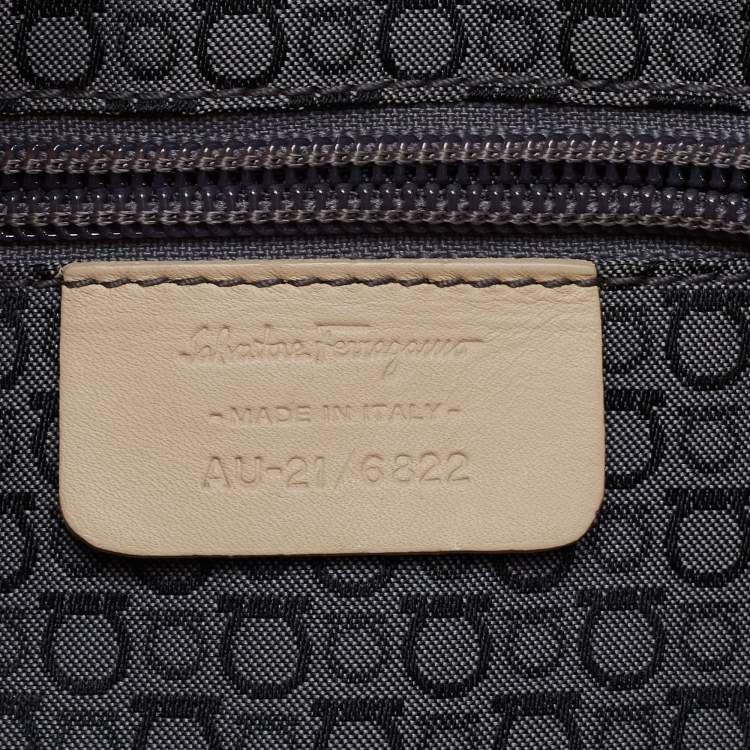 Pre Owned Salvatore Ferragamo Beige Suede Gancini Shoulder Bag