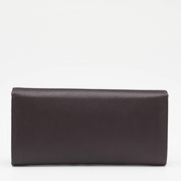 Pre Owned Salvatore Ferragamo Dark Brown Leather Continental Wallet