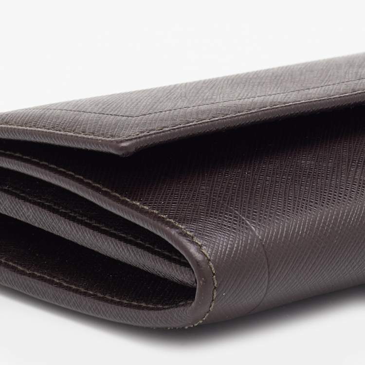 Pre Owned Salvatore Ferragamo Dark Brown Leather Continental Wallet