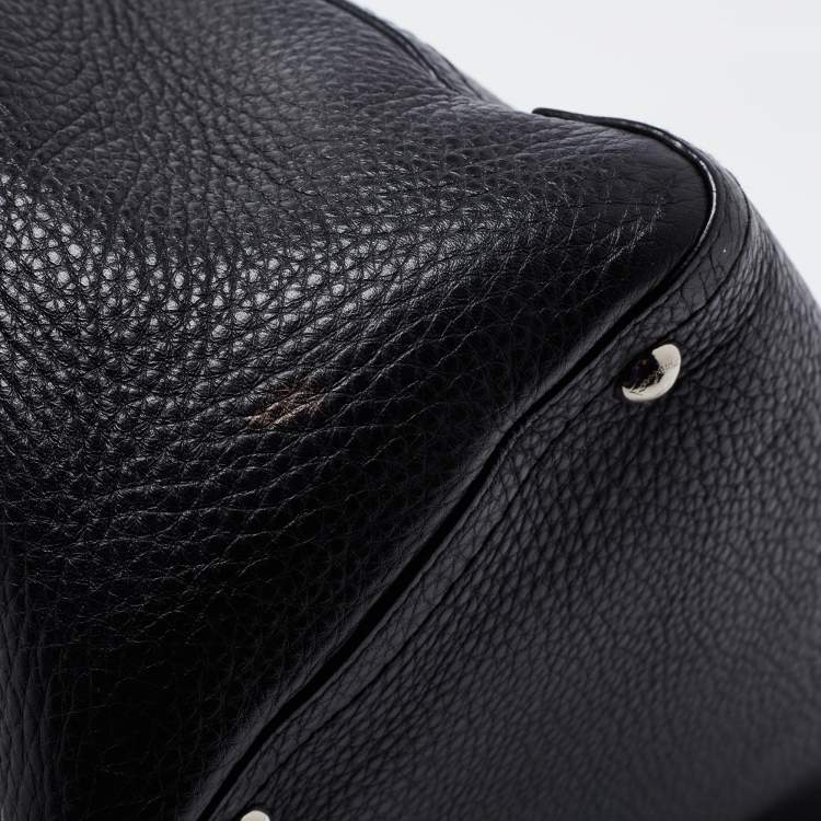 Pre Owned Salvatore Ferragamo Black Grained Leather Medium Verve Tote