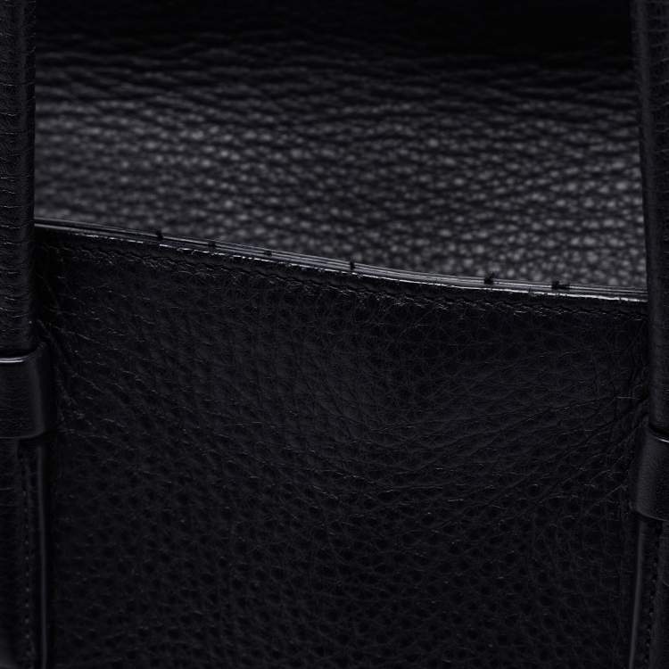 Pre Owned Salvatore Ferragamo Black Grained Leather Medium Verve Tote