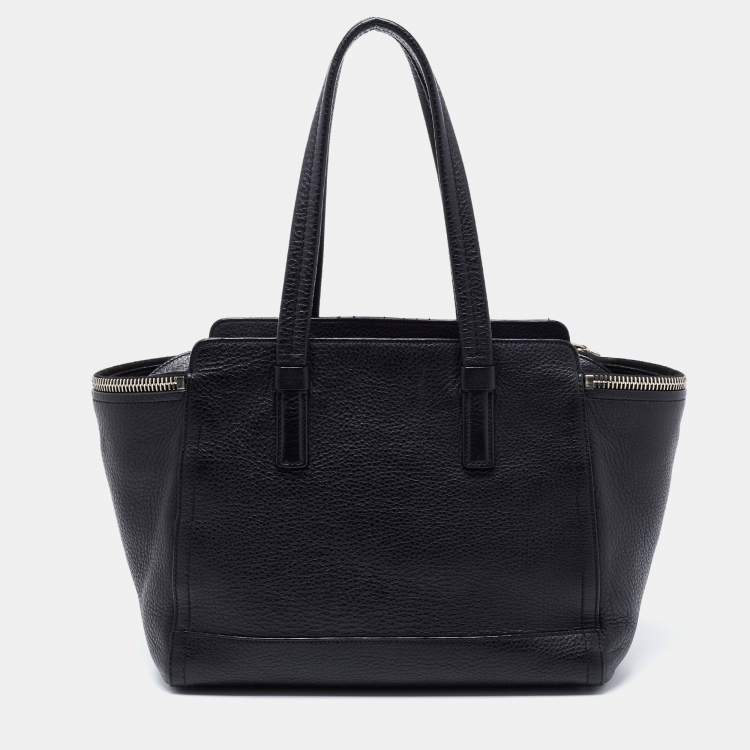 Pre Owned Salvatore Ferragamo Black Grained Leather Medium Verve Tote