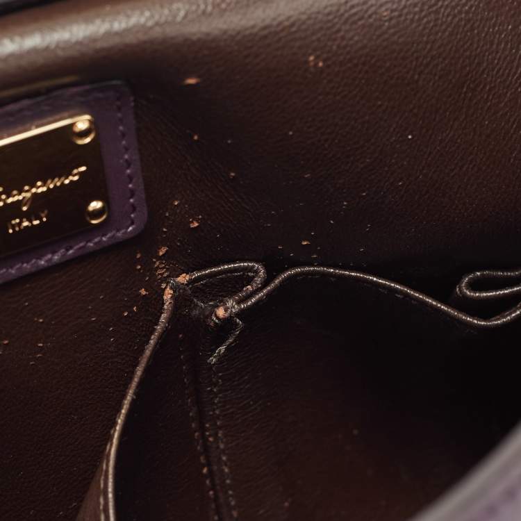 Pre Owned Salvatore Ferragamo Purple Leather Medium Sofia Top Handle Bag