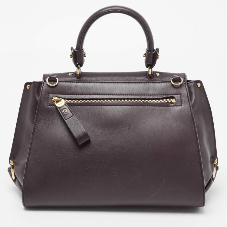 Pre Owned Salvatore Ferragamo Purple Leather Medium Sofia Top Handle Bag