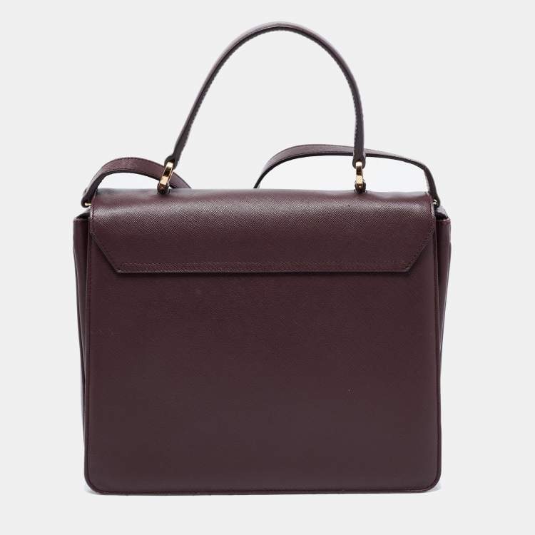 Pre Owned Salvatore Ferragamo Burgundy Leather  Kelly Top Handle Bag