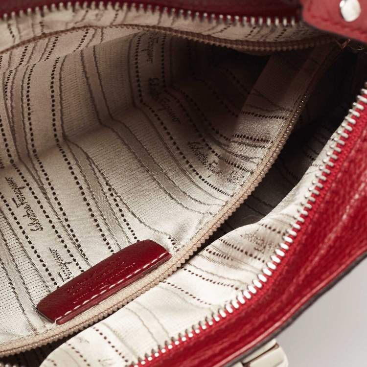 Pre Owned Salvatore Ferragamo Red Leather Marisa Satchel