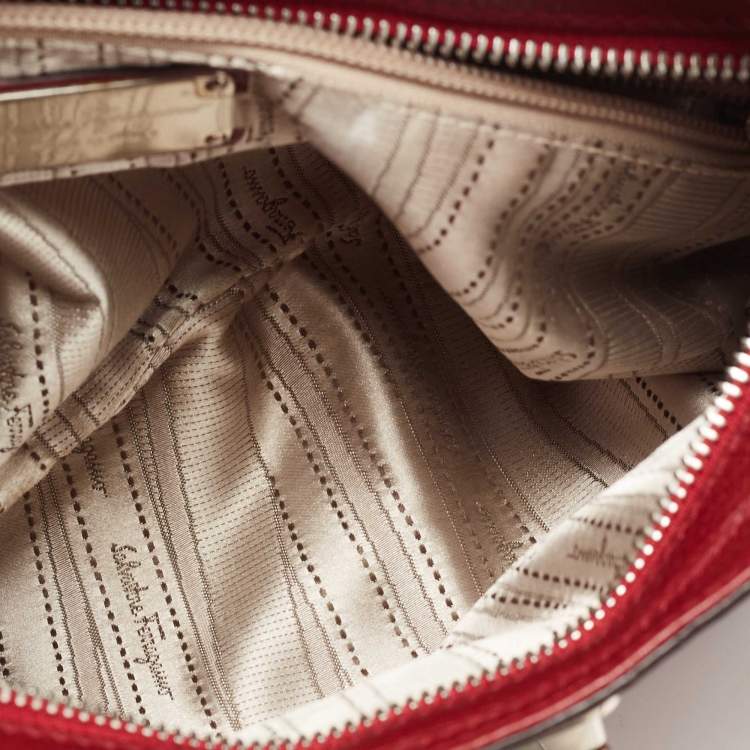 Pre Owned Salvatore Ferragamo Red Leather Marisa Satchel