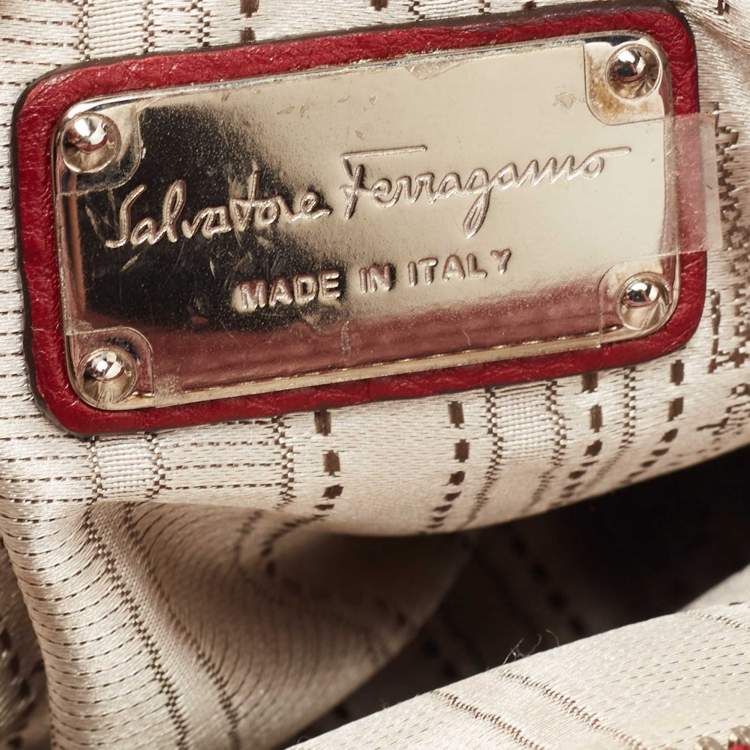 Pre Owned Salvatore Ferragamo Red Leather Marisa Satchel