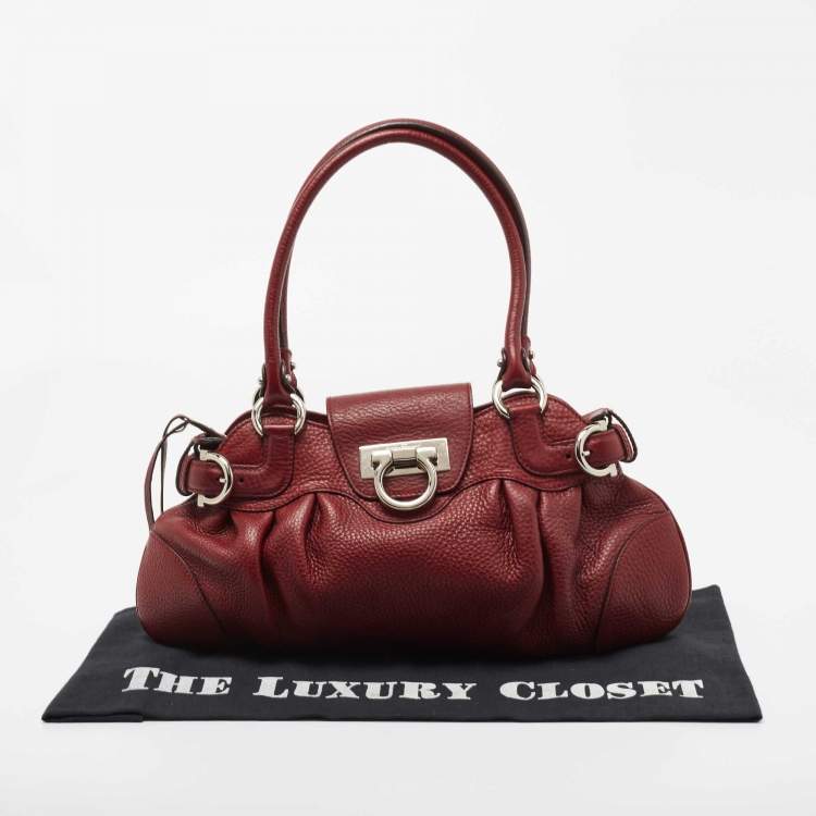 Pre Owned Salvatore Ferragamo Red Leather Marisa Satchel