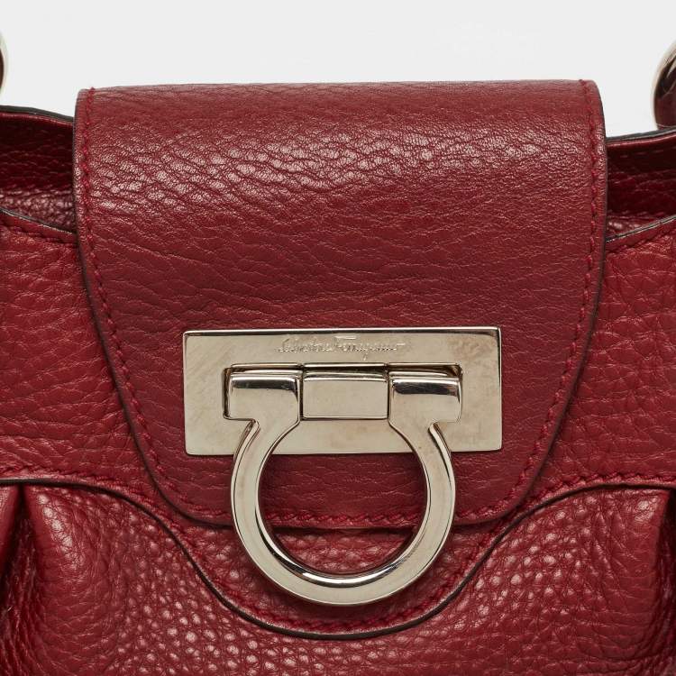 Pre Owned Salvatore Ferragamo Red Leather Marisa Satchel