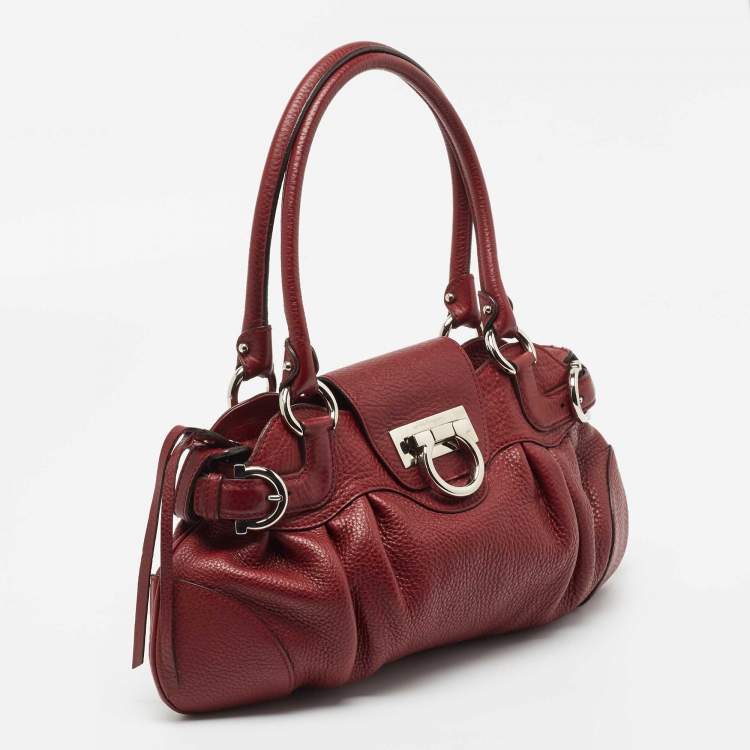 Pre Owned Salvatore Ferragamo Red Leather Marisa Satchel