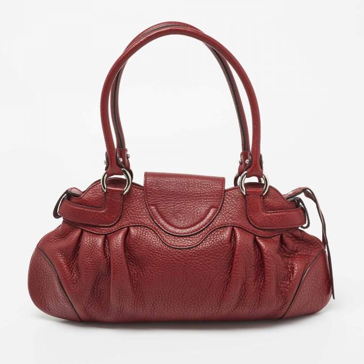 Pre Owned Salvatore Ferragamo Red Leather Marisa Satchel