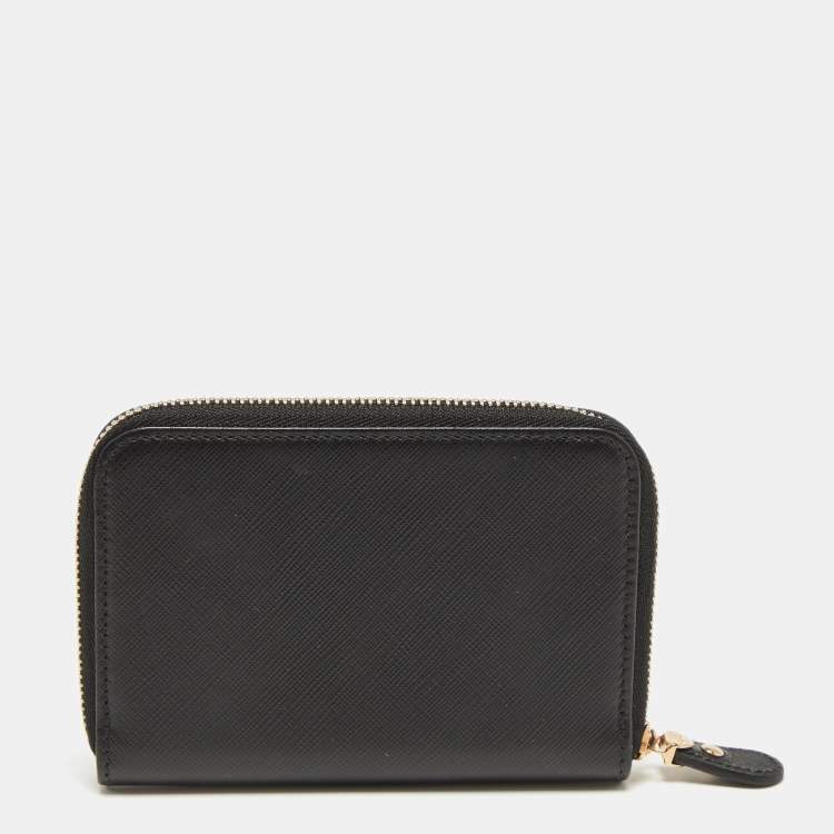 Pre Owned Salvatore Ferragamo Black Leather Double Gancio Zip Around Wallet