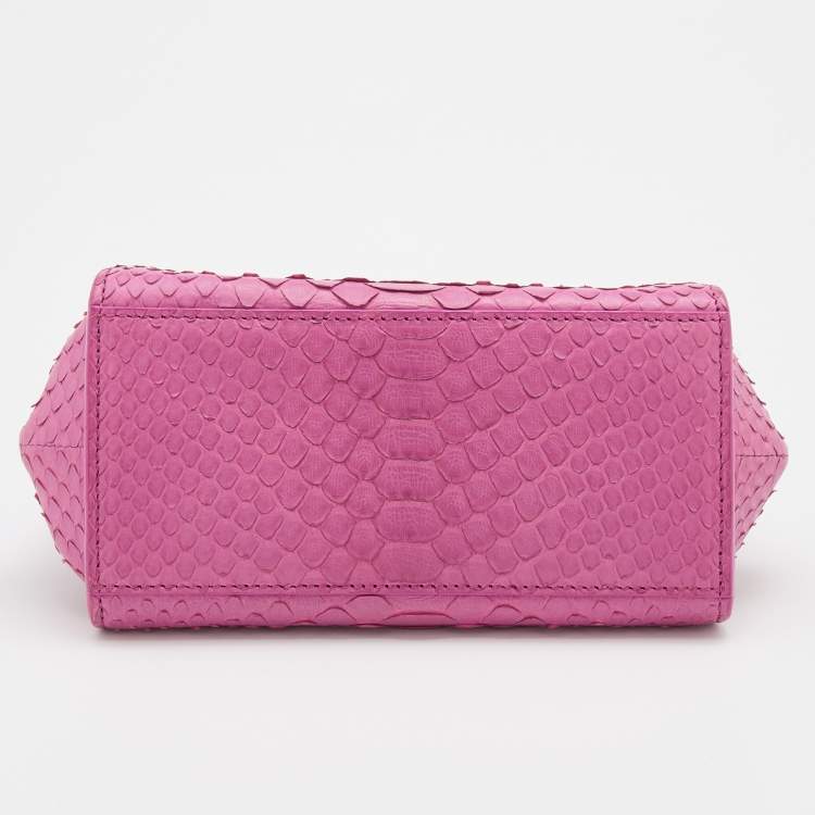 Pre Owned Salvatore Ferragamo Pink Python Mini Sofia Top Handle Bag